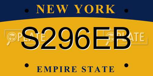 S296EB New York License Plate
