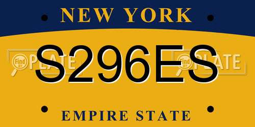 S296ES New York License Plate