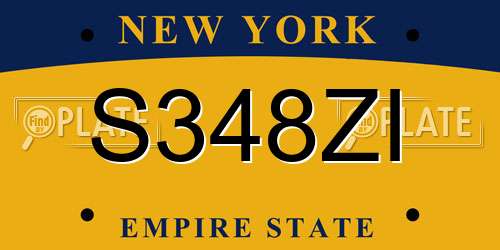 S348ZI New York License Plate