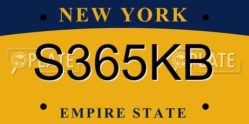 S365KB New York License Plate