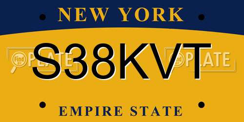 S38KVT New York License Plate