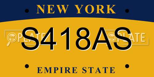 S418AS New York License Plate