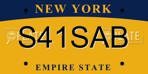 S41SAB New York License Plate