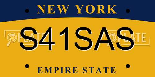 S41SAS New York License Plate