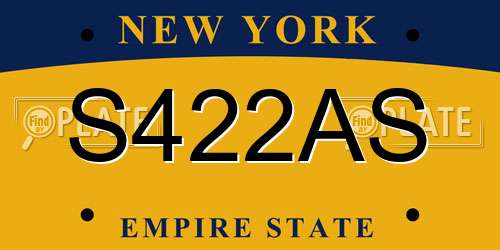 S422AS New York License Plate