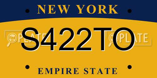 S422TO New York License Plate