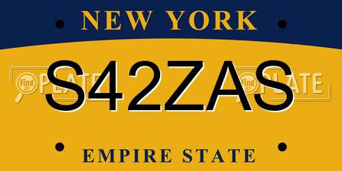 S42ZAS New York License Plate