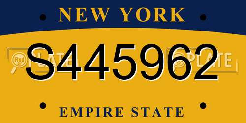 S445962 New York License Plate