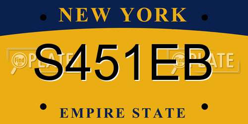 S451EB New York License Plate