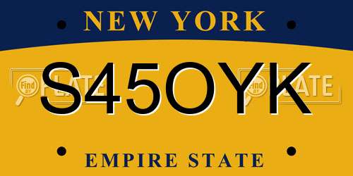 S45OYK New York License Plate