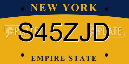 S45ZJD New York License Plate