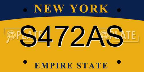 S472AS New York License Plate