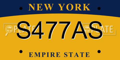 S477AS New York License Plate