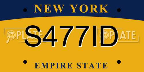 S477ID New York License Plate