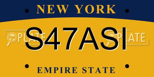 S47ASI New York License Plate