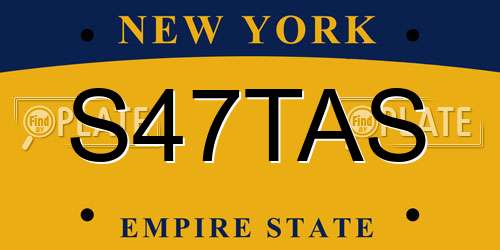 S47TAS New York License Plate