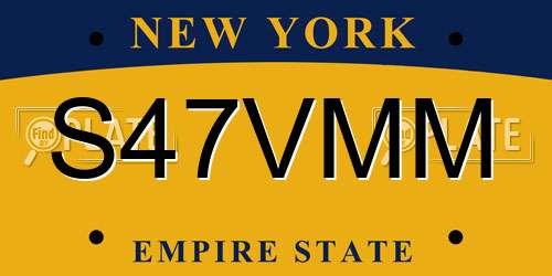 S47VMM New York License Plate