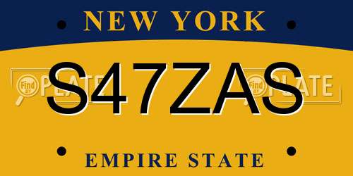 S47ZAS New York License Plate