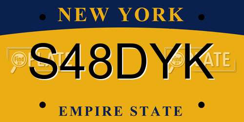 S48DYK New York License Plate
