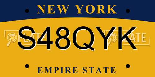 S48QYK New York License Plate