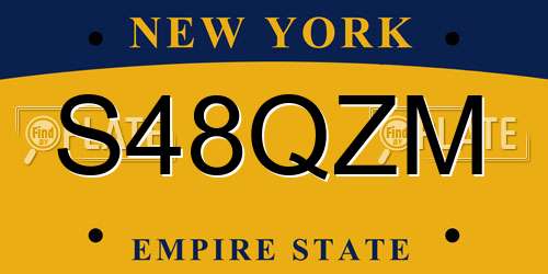 S48QZM New York License Plate