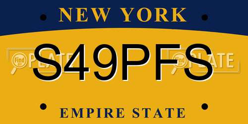 S49PFS New York License Plate