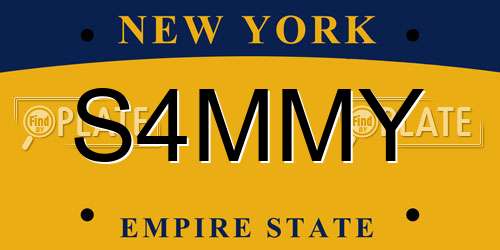S4MMY New York License Plate