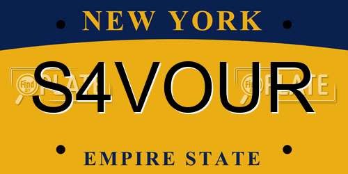 S4VOUR New York License Plate