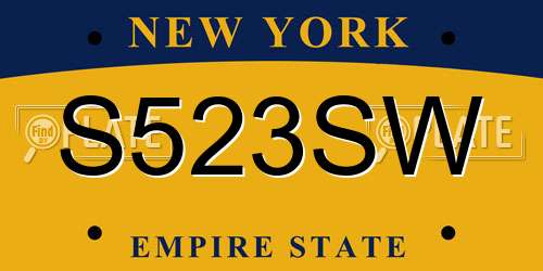 S523SW New York License Plate