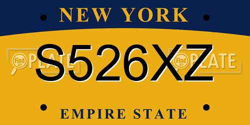 S526XZ New York License Plate