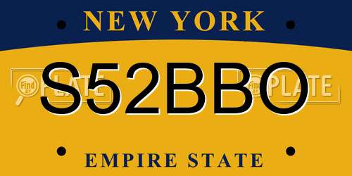 S52BBO New York License Plate