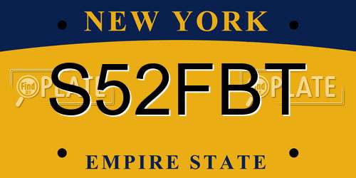 S52FBT New York License Plate