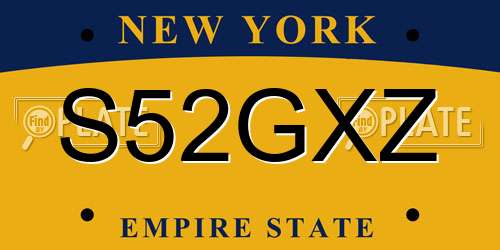S52GXZ New York License Plate