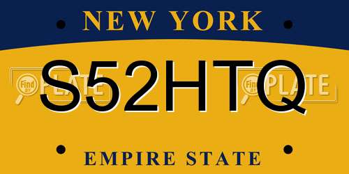 S52HTQ New York License Plate