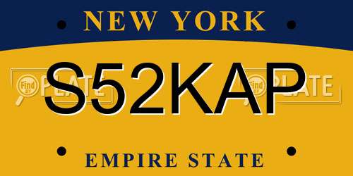 S52KAP New York License Plate