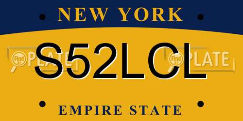 S52LCL New York License Plate