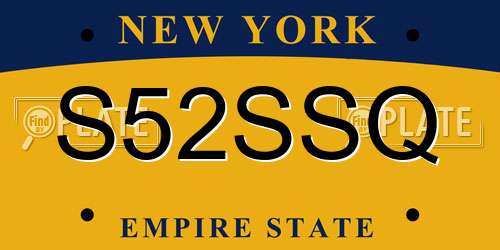 S52SSQ New York License Plate
