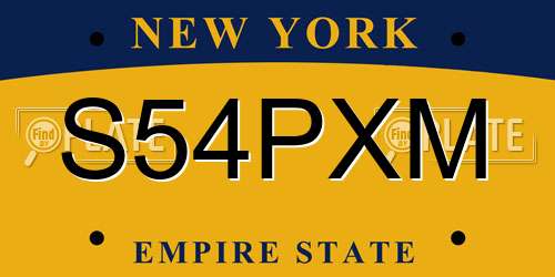 S54PXM New York License Plate