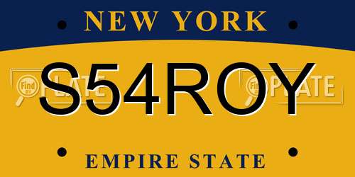 S54ROY New York License Plate