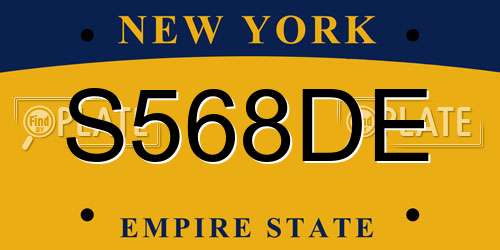 S568DE New York License Plate