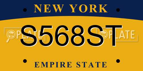 S568ST New York License Plate