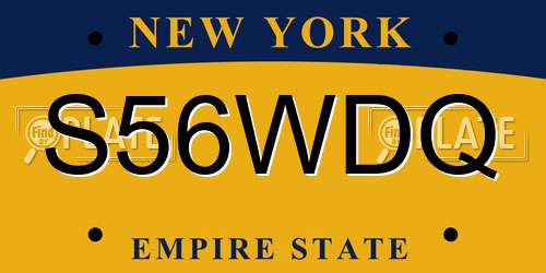S56WDQ New York License Plate