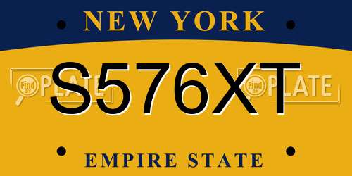 S576XT New York License Plate