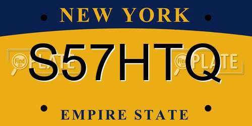 S57HTQ New York License Plate
