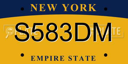 S583DM New York License Plate