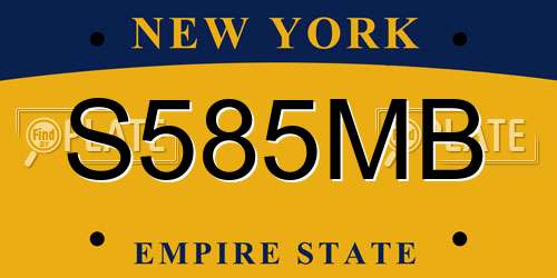 S585MB New York License Plate