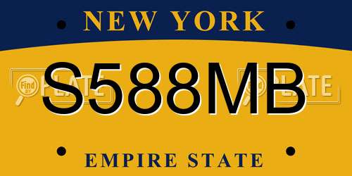S588MB New York License Plate