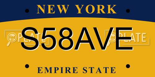 S58AVE New York License Plate