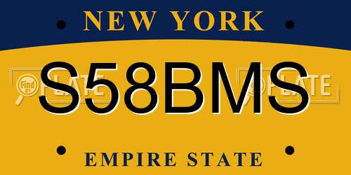S58BMS New York License Plate
