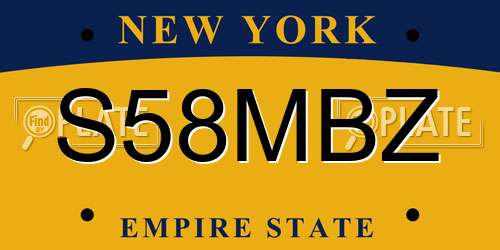 S58MBZ New York License Plate